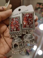 Indian Royal Crimson Jhumka - Image 2